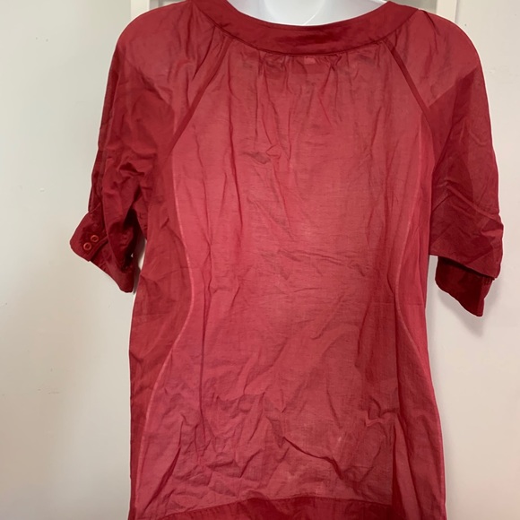 Chico’s Yellow & Red 100% Cotton Button Down Short Sleeve Top’s - Picture 7 of 10